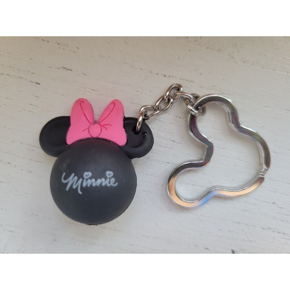 Monogram Mini Mouse Icon Ball Keychain Pink 🎀 Mouse Keyring from Disneyland